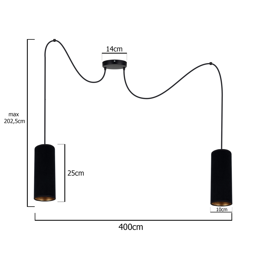 Κρεμαστό φωτιστικό οροφής AVALO 2xE27/60W/230V spider μαύρο