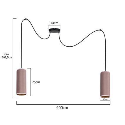 Κρεμαστό φωτιστικό οροφής AVALO 2xE27/60W/230V spider ροζ/χαλκός