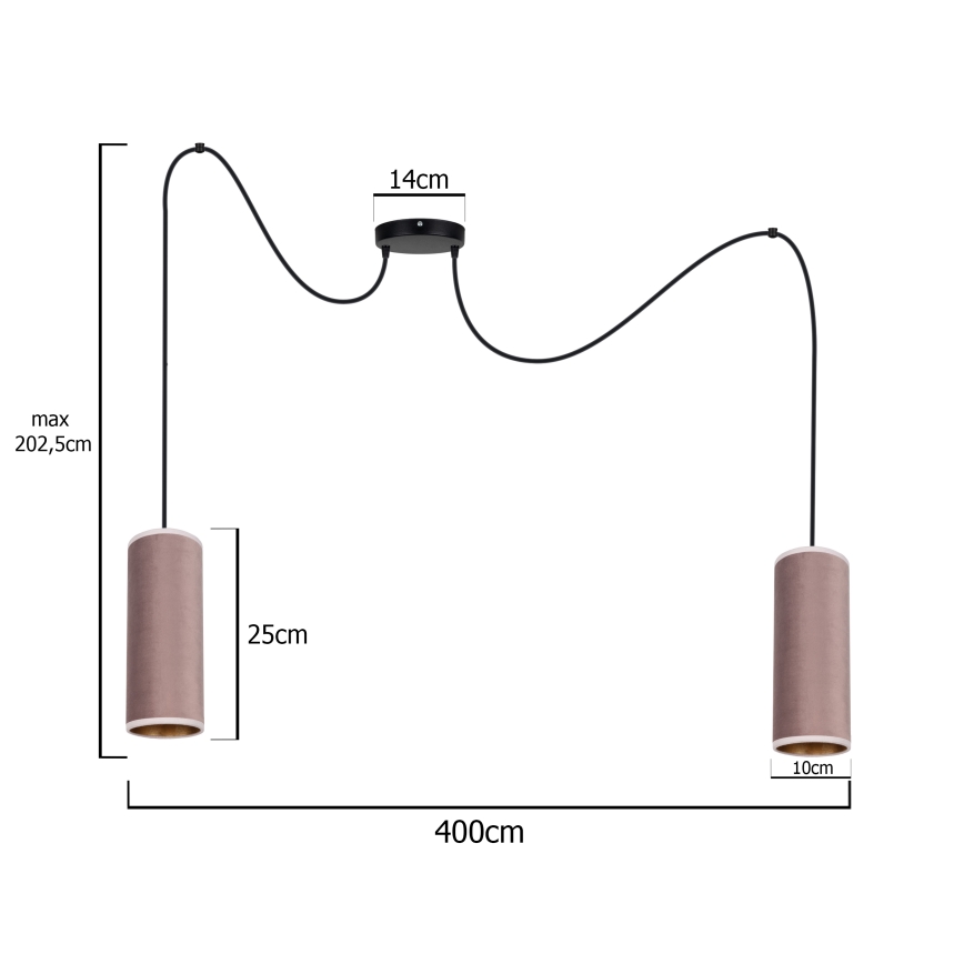 Κρεμαστό φωτιστικό οροφής AVALO 2xE27/60W/230V spider ροζ/χαλκός