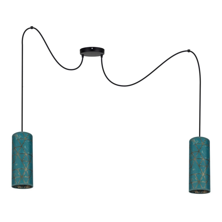 Κρεμαστό φωτιστικό οροφής AVALO 2xE27/60W/230V spider τουρκουάζ/χρυσό