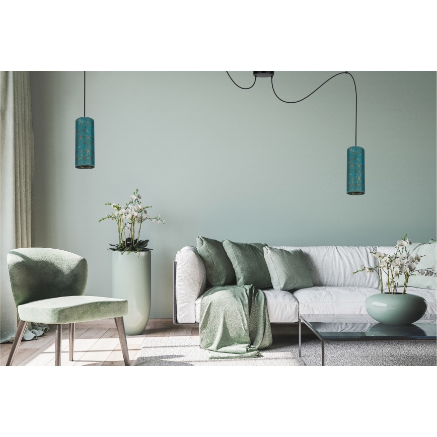 Κρεμαστό φωτιστικό οροφής AVALO 2xE27/60W/230V spider τουρκουάζ/χρυσό