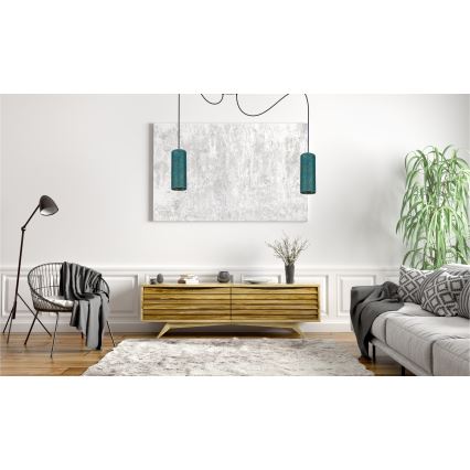 Κρεμαστό φωτιστικό οροφής AVALO 2xE27/60W/230V spider τουρκουάζ/χρυσό