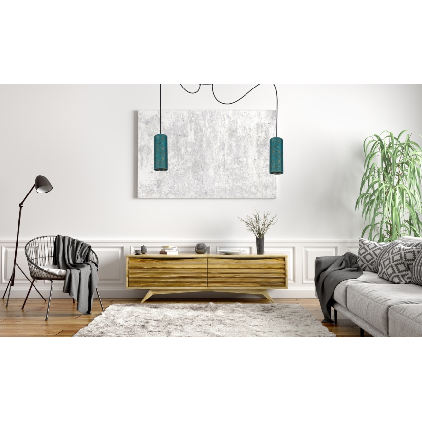 Κρεμαστό φωτιστικό οροφής AVALO 2xE27/60W/230V spider τουρκουάζ/χρυσό