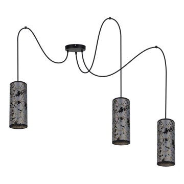 Κρεμαστό φωτιστικό οροφής AVALO 3xE27/60W/230V spider γκρι/μαύρο