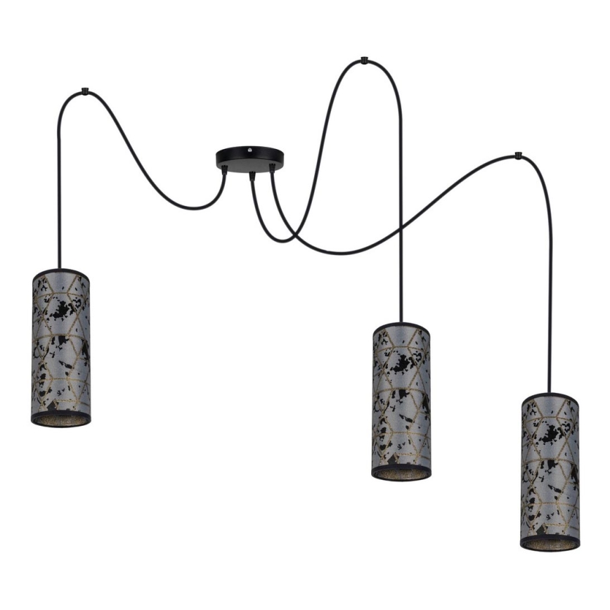Κρεμαστό φωτιστικό οροφής AVALO 3xE27/60W/230V spider γκρι/μαύρο