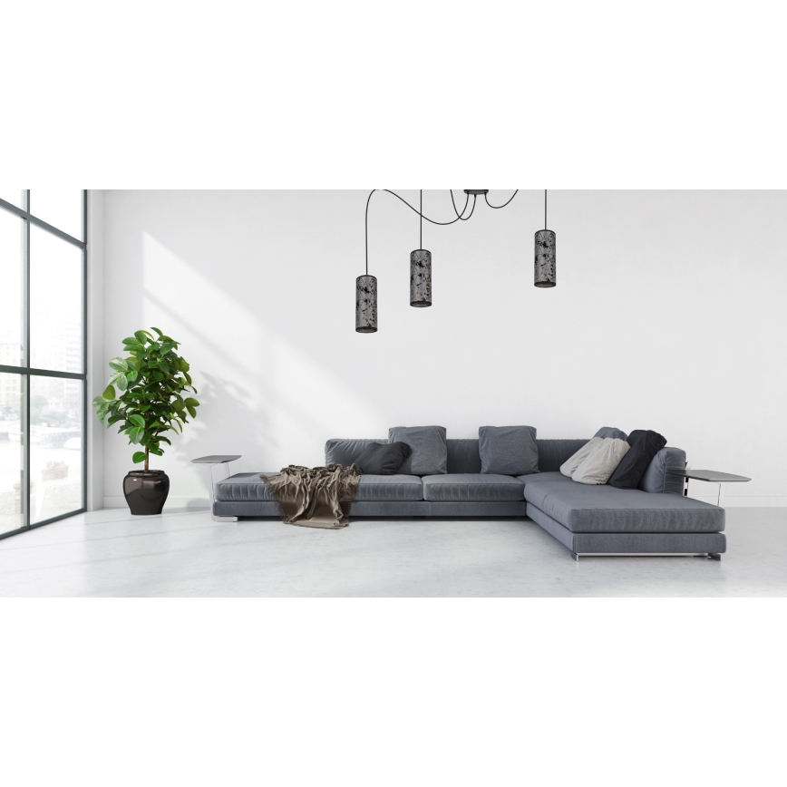 Κρεμαστό φωτιστικό οροφής AVALO 3xE27/60W/230V spider γκρι/μαύρο