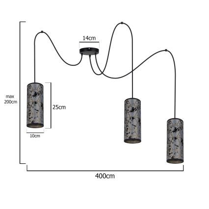Κρεμαστό φωτιστικό οροφής AVALO 3xE27/60W/230V spider γκρι/μαύρο