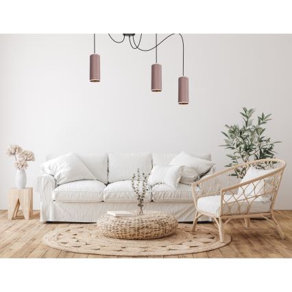 Κρεμαστό φωτιστικό οροφής AVALO 3xE27/60W/230V spider ροζ/χαλκός