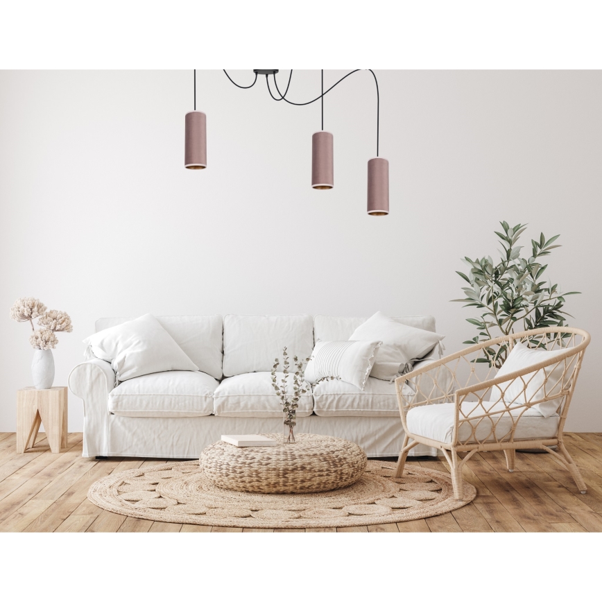Κρεμαστό φωτιστικό οροφής AVALO 3xE27/60W/230V spider ροζ/χαλκός