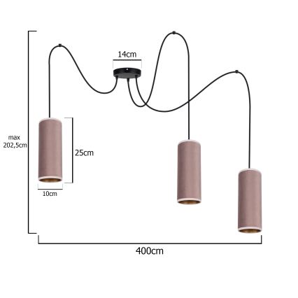 Κρεμαστό φωτιστικό οροφής AVALO 3xE27/60W/230V spider ροζ/χαλκός