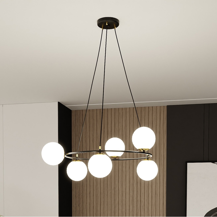 Κρεμαστό φωτιστικό οροφής AZURA 6xE14/10W/230V μαύρο/λευκό