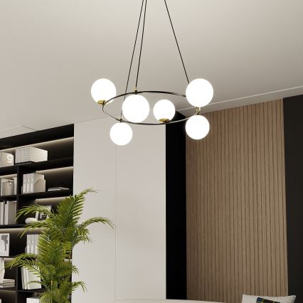 Κρεμαστό φωτιστικό οροφής AZURA 6xE14/10W/230V μαύρο/λευκό