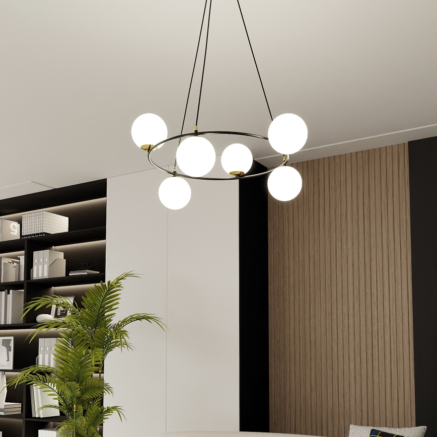 Κρεμαστό φωτιστικό οροφής AZURA 6xE14/10W/230V μαύρο/λευκό