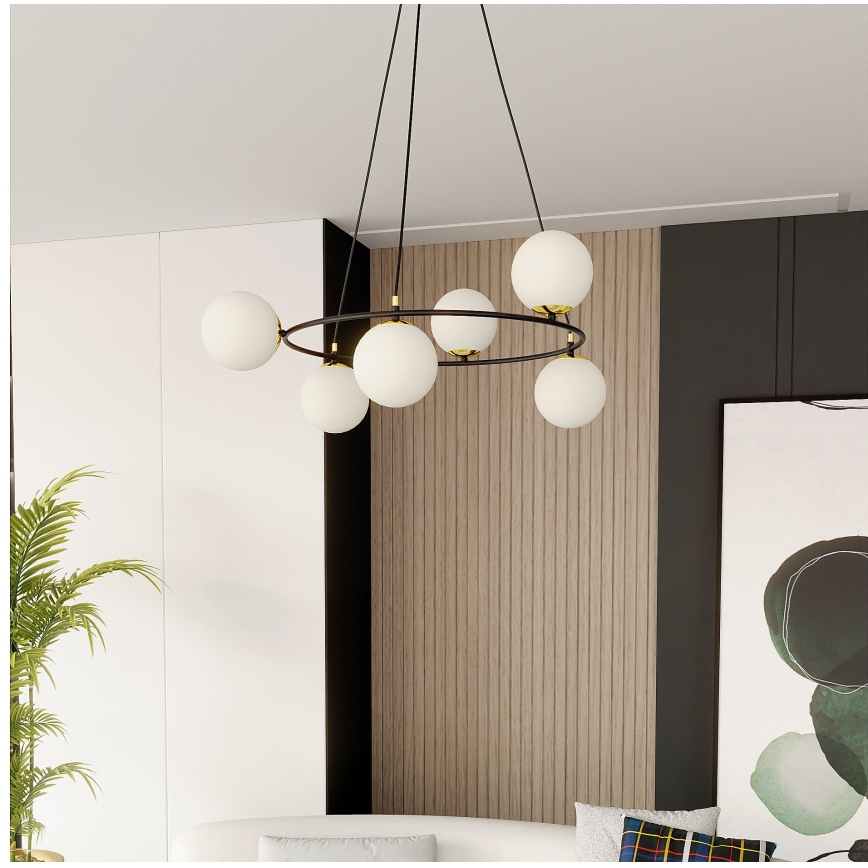 Κρεμαστό φωτιστικό οροφής AZURA 6xE14/10W/230V μαύρο/λευκό
