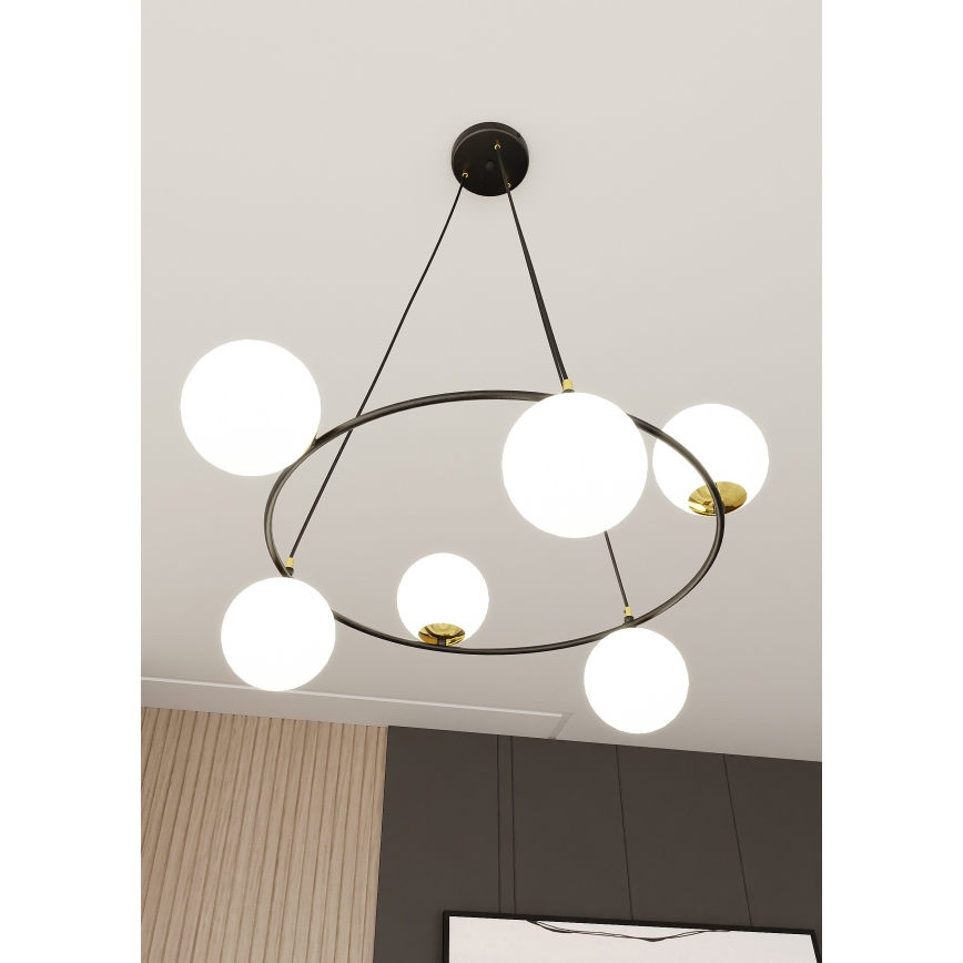 Κρεμαστό φωτιστικό οροφής AZURA 6xE14/10W/230V μαύρο/λευκό