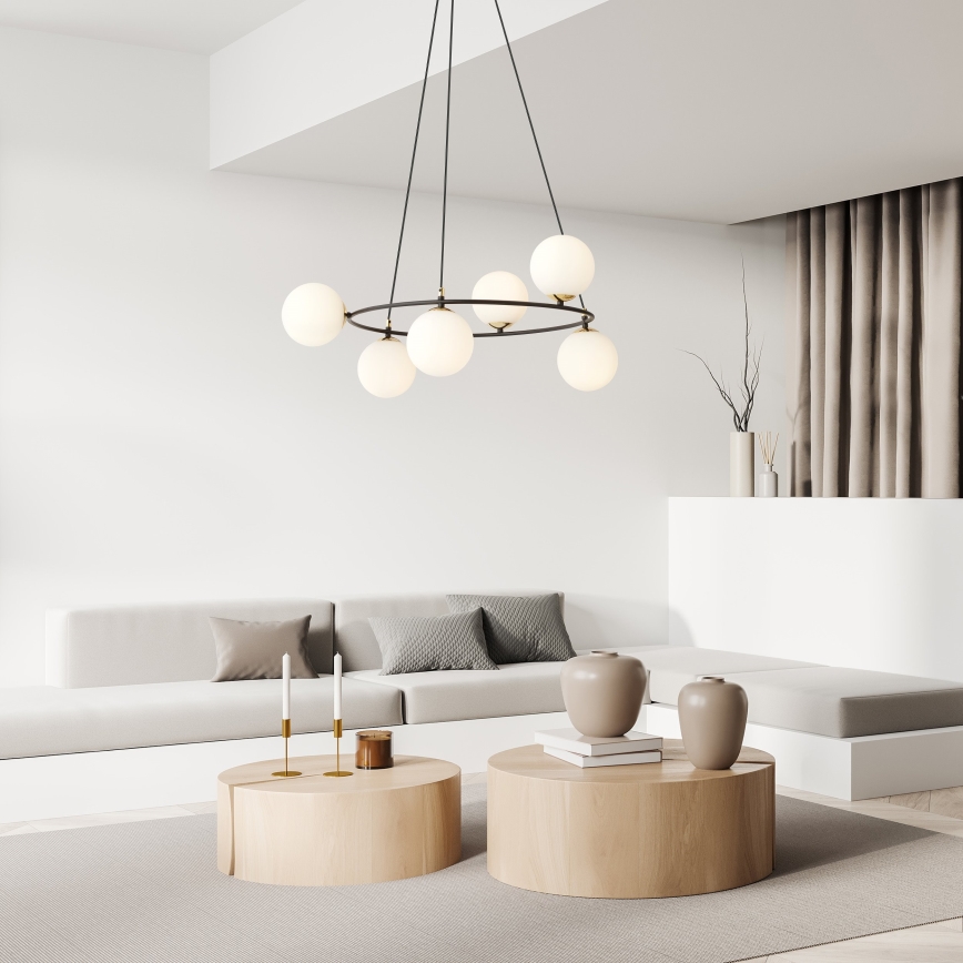 Κρεμαστό φωτιστικό οροφής AZURA 6xE14/10W/230V μαύρο/λευκό