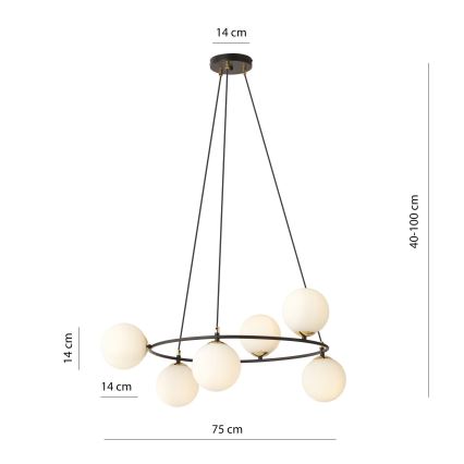 Κρεμαστό φωτιστικό οροφής AZURA 6xE14/10W/230V μαύρο/λευκό