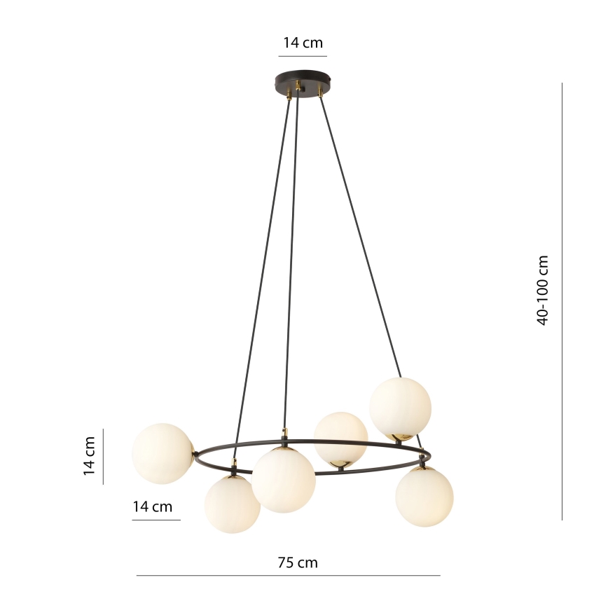 Κρεμαστό φωτιστικό οροφής AZURA 6xE14/10W/230V μαύρο/λευκό