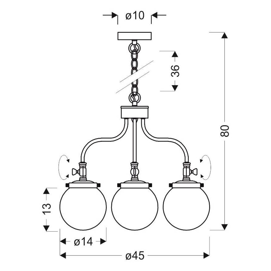 Κρεμαστό φωτιστικό οροφής BALLET 3xE27/40W/230V ματ χρώμιο