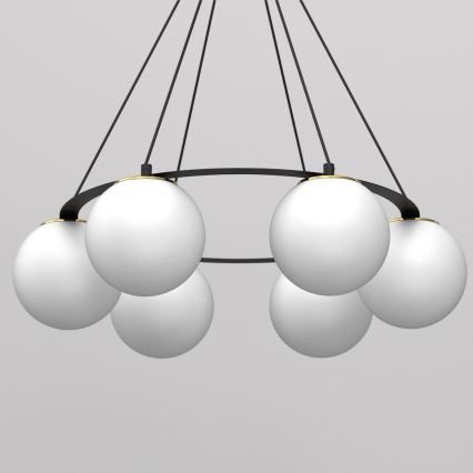 Κρεμαστό φωτιστικό οροφής BALLO 6xE27/15W/230V μαύρο/λευκό