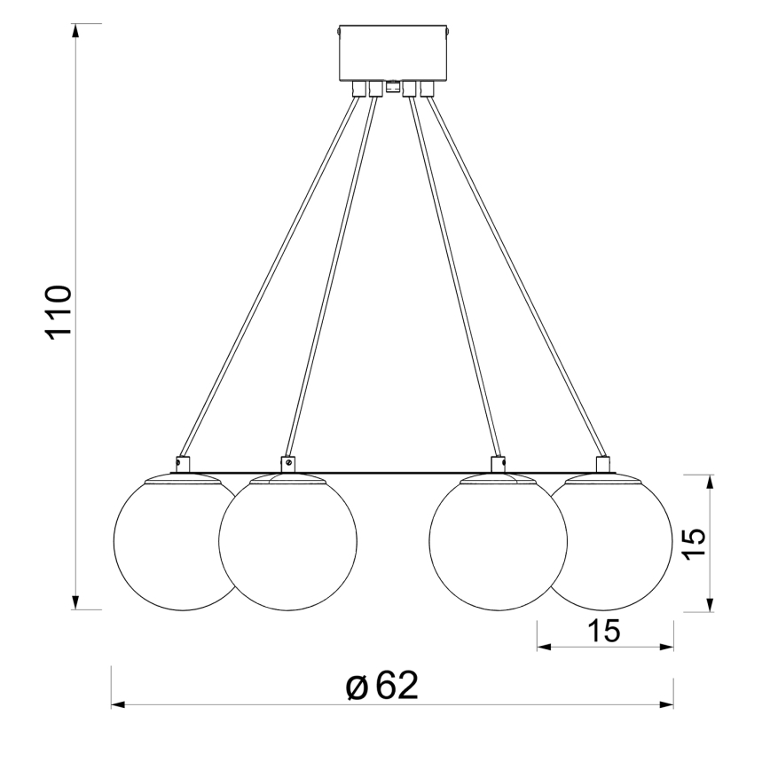Κρεμαστό φωτιστικό οροφής BALLO 6xE27/15W/230V μαύρο/λευκό