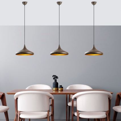 Κρεμαστό φωτιστικό οροφής BAREK 1xE27/40W/230V γκρι