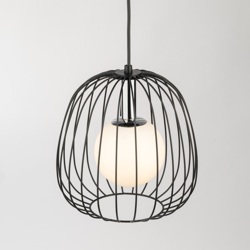 Κρεμαστό φωτιστικό οροφής BELL 1xG9/12W/230V διάμετρος 24 cm μαύρο/γυαλιστερό χρώμιο