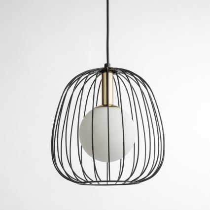 Κρεμαστό φωτιστικό οροφής BELL 1xG9/12W/230V διάμετρος 24 cm μαύρο/χρυσό