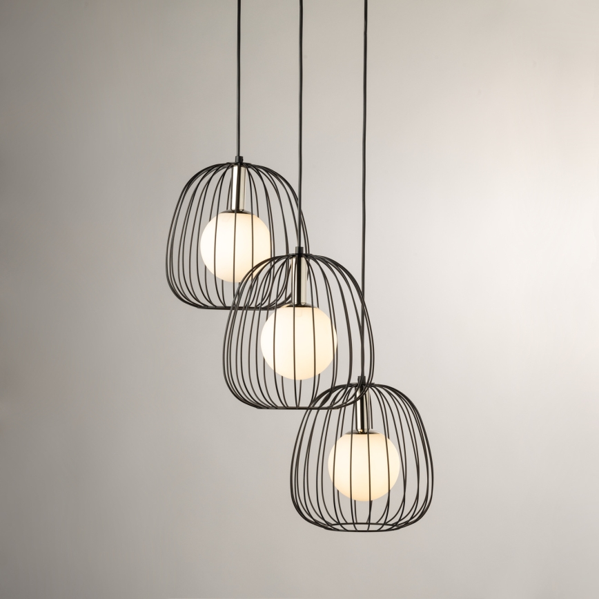 Κρεμαστό φωτιστικό οροφής BELL 3xG9/12W/230V μαύρο/γυαλιστερό χρώμιο
