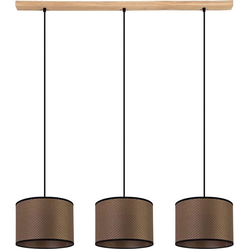 Κρεμαστό φωτιστικό οροφής BENITA 3xE27/40W/230V καφέ/δρυς