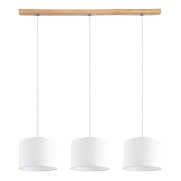 Κρεμαστό φωτιστικό οροφής BENITA 3xE27/40W/230V λευκό/δρυς