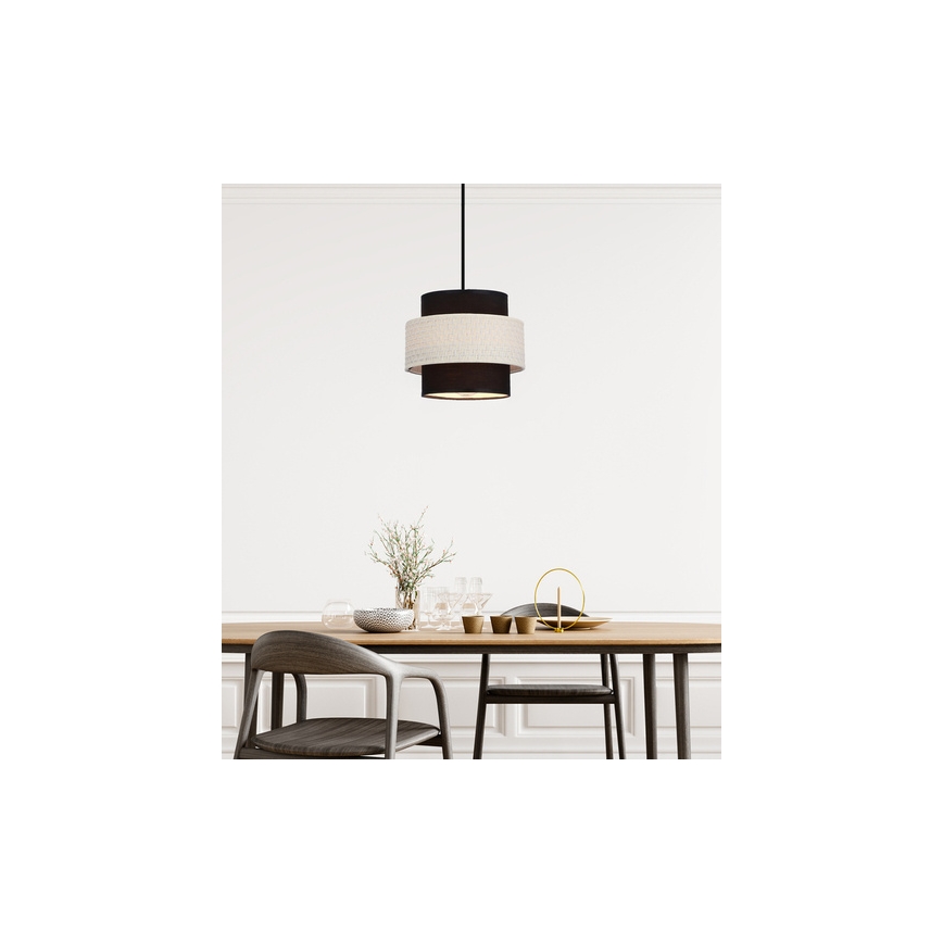 Κρεμαστό φωτιστικό οροφής BENTA 1xE27/40W/230V μαύρο/κρεμ