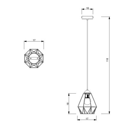 Κρεμαστό φωτιστικό οροφής BERGEN 1xE27/60W/230V μαύρο/χρυσαφί