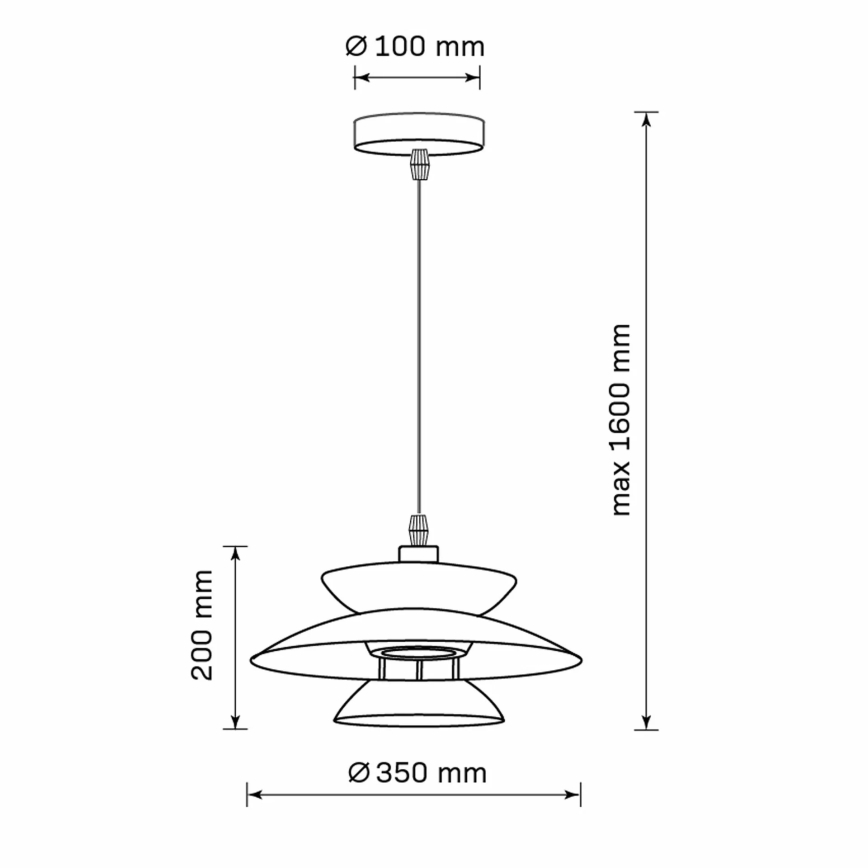 Κρεμαστό φωτιστικό οροφής BERIT 1xE27/20W/230V μαύρο