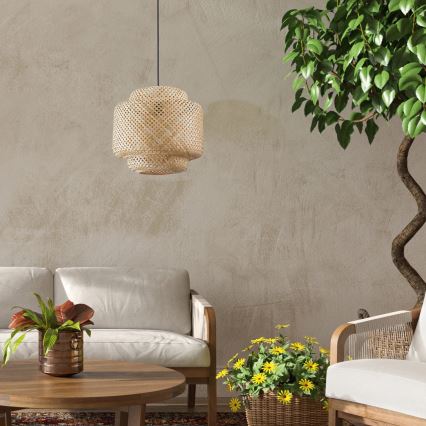 Κρεμαστό φωτιστικό οροφής BERTA 1xE27/20W/230V διάμετρος 40 cm μπαμπού