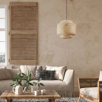 Κρεμαστό φωτιστικό οροφής BERTA 1xE27/20W/230V διάμετρος 40 cm μπαμπού
