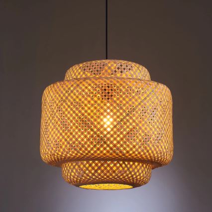 Κρεμαστό φωτιστικό οροφής BERTA 1xE27/20W/230V διάμετρος 40 cm μπαμπού