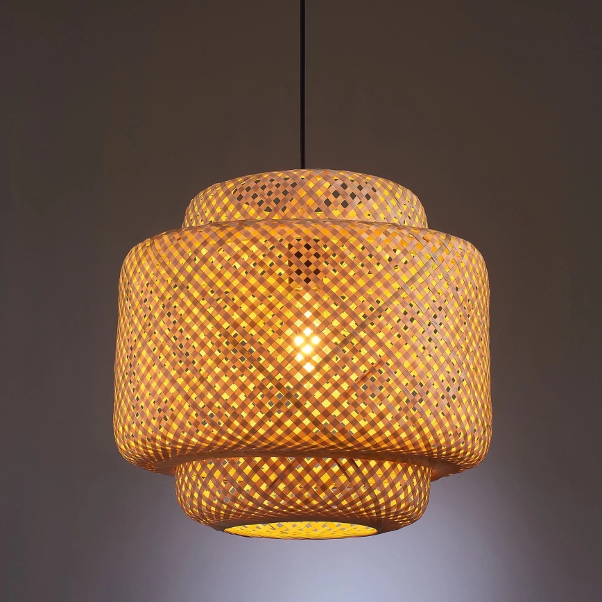 Κρεμαστό φωτιστικό οροφής BERTA 1xE27/20W/230V διάμετρος 40 cm μπαμπού