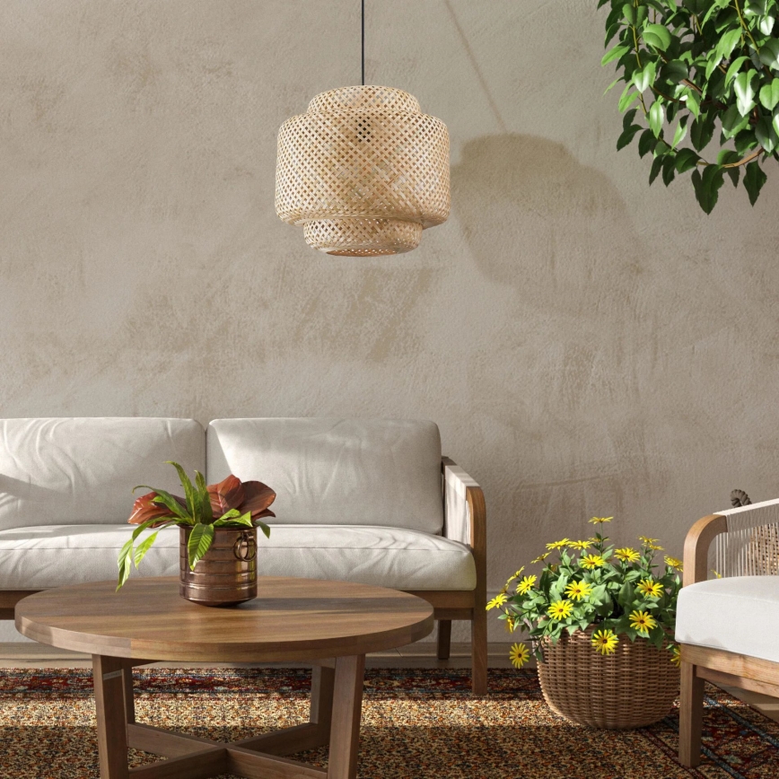Κρεμαστό φωτιστικό οροφής BERTA 1xE27/20W/230V διάμετρος 50 cm μπαμπού