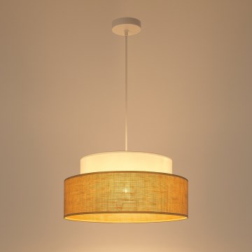 Κρεμαστό φωτιστικό οροφής BOHO 1xE27/60W/230V διάμετρος 40 cm λευκό/μπεζ