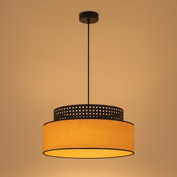 Κρεμαστό φωτιστικό οροφής BOHO 1xE27/60W/230V διάμετρος 40 cm μαύρο/rattan
