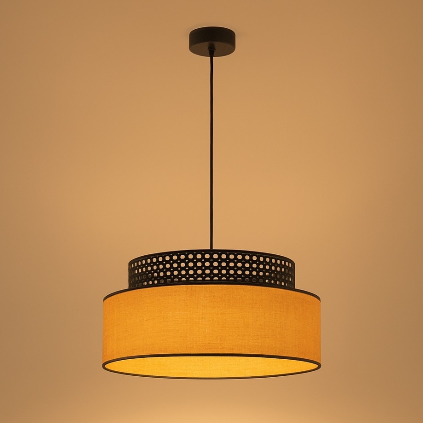 Κρεμαστό φωτιστικό οροφής BOHO 1xE27/60W/230V διάμετρος 40 cm μαύρο/rattan