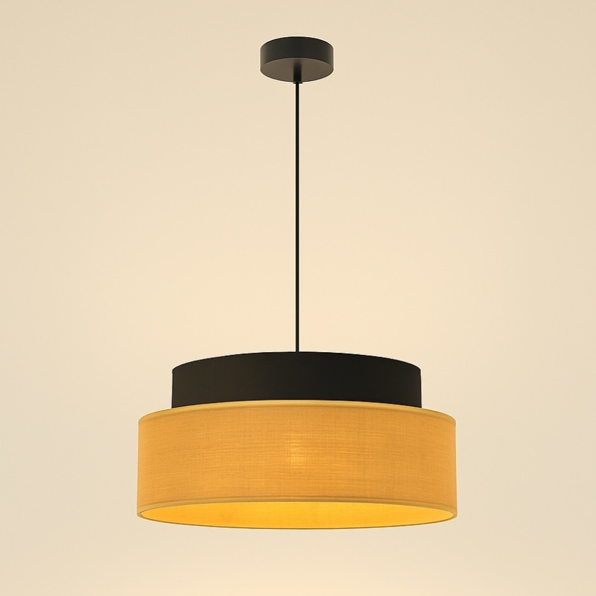 Κρεμαστό φωτιστικό οροφής BOHO 1xE27/60W/230V διάμετρος 40 cm μαύρο/μπεζ
