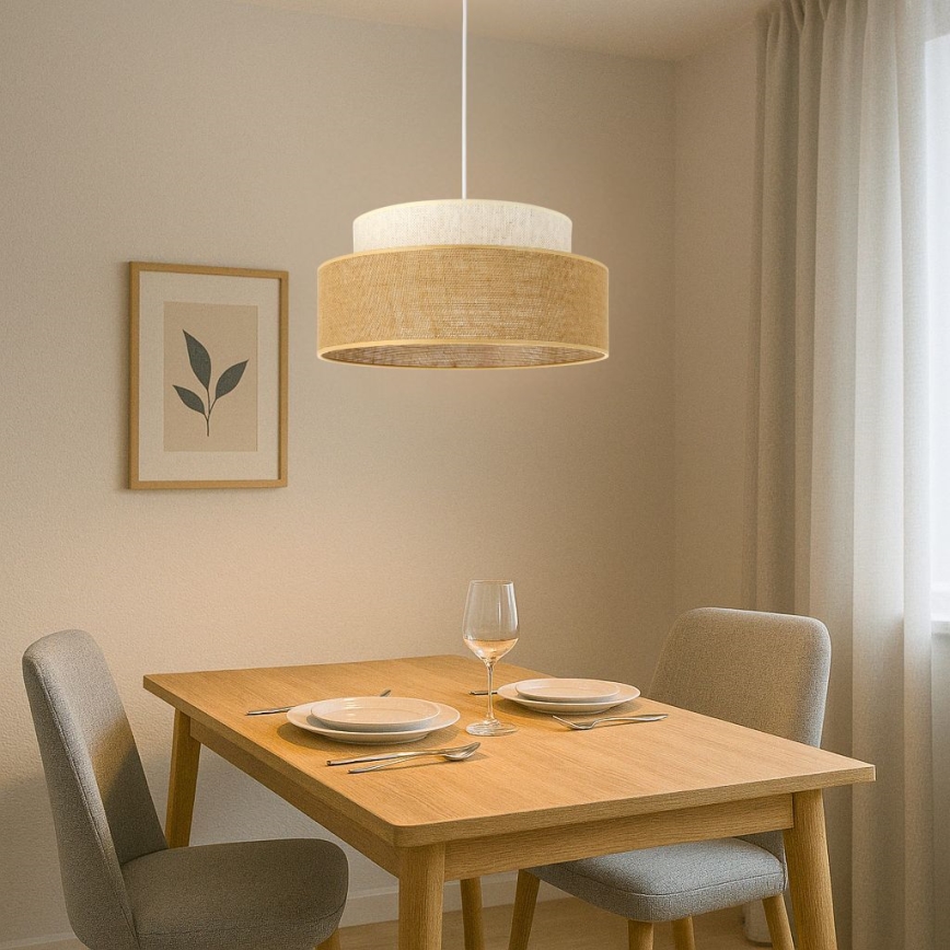 Κρεμαστό φωτιστικό οροφής BOHO 1xE27/60W/230V λευκό/μπεζ