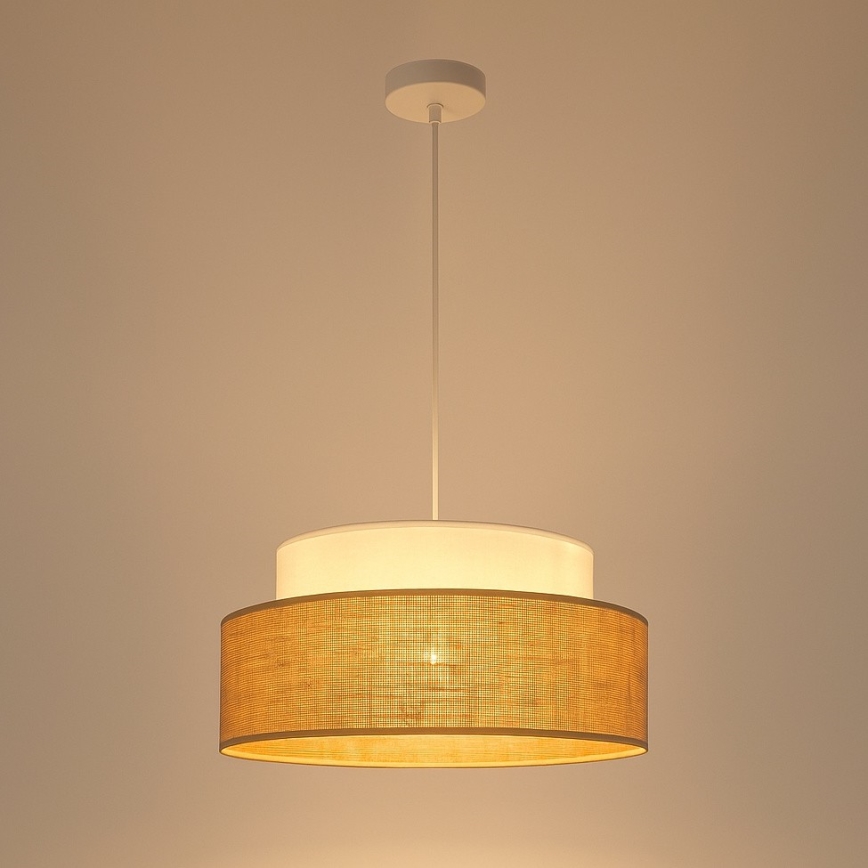 Κρεμαστό φωτιστικό οροφής BOHO 1xE27/60W/230V λευκό/μπεζ