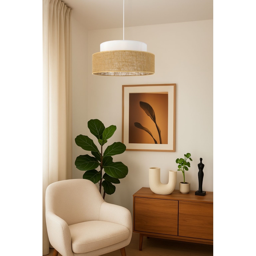 Κρεμαστό φωτιστικό οροφής BOHO 1xE27/60W/230V λευκό/μπεζ