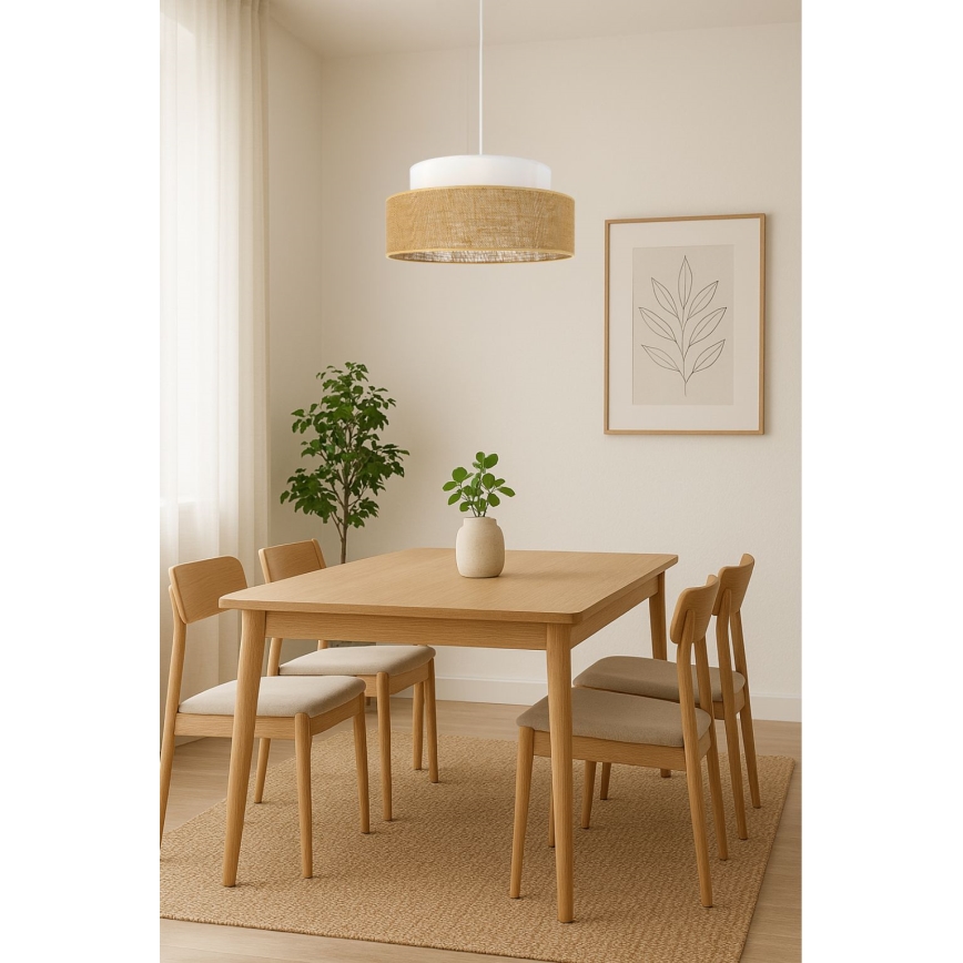 Κρεμαστό φωτιστικό οροφής BOHO 1xE27/60W/230V λευκό/μπεζ