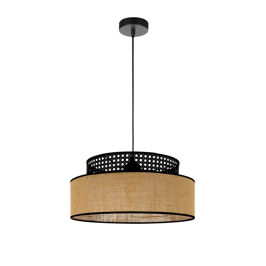 Κρεμαστό φωτιστικό οροφής BOHO 1xE27/60W/230V μαύρο/rattan