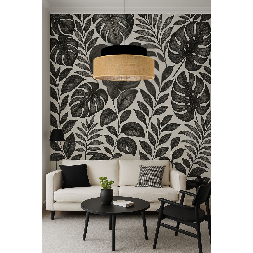 Κρεμαστό φωτιστικό οροφής BOHO 1xE27/60W/230V μαύρο/μπεζ