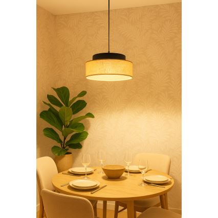 Κρεμαστό φωτιστικό οροφής BOHO 1xE27/60W/230V μαύρο/μπεζ